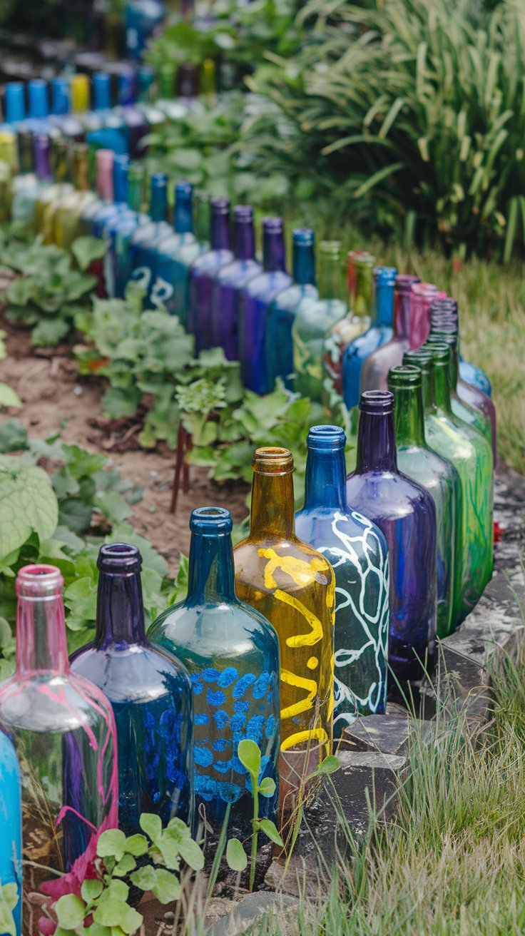 Glass Bottle Edging for Gardens