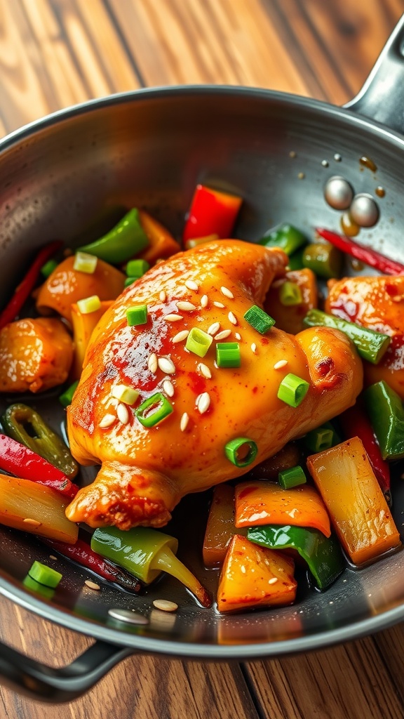 Honey garlic chicken thigh stir-fry with vegetables